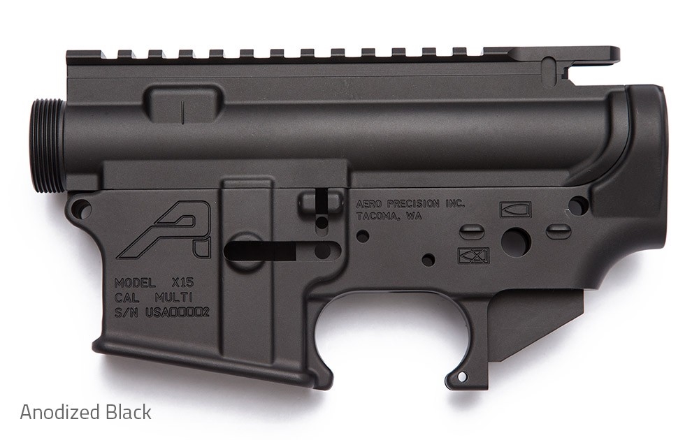 Aero Precision AR15 Stripped Upper/Lower Receiver Set, Anodized Black APCS100002S