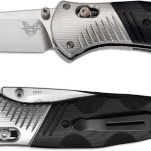Benchmade Barrage AXIS-Assisted Folding Knife 3.6" M390 Satin Plain Blade, Black G10 and Aluminum Handles