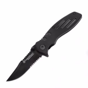 Smith & Wesson Extreme Ops First Response Rescue Folding Knife 3.3" Black Tanto Combo Blade Rubber Coated Aluminum Handles