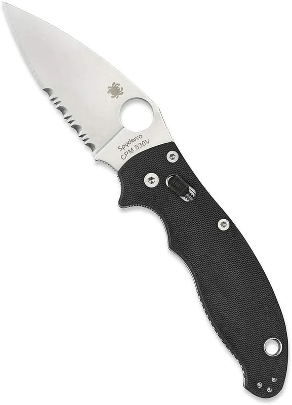 Spyderco Manix 2 Folding Knife 3-3/8" Satin S30V Plain Blade, G10 Handles